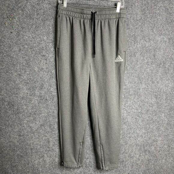 Adidas Pull-on Pants Elastic &Corded Waist Zip Ankles Gray Size M Pockets - Picture 1 of 16